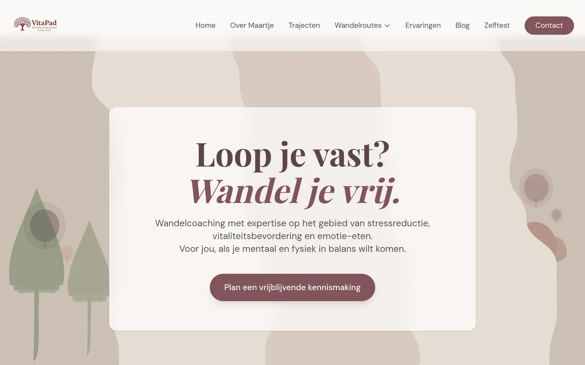 Screenshot van de website van VITAPAD