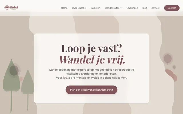 Screenshot van de website van VITAPAD